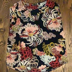 Cap sleeve navy floral shirt